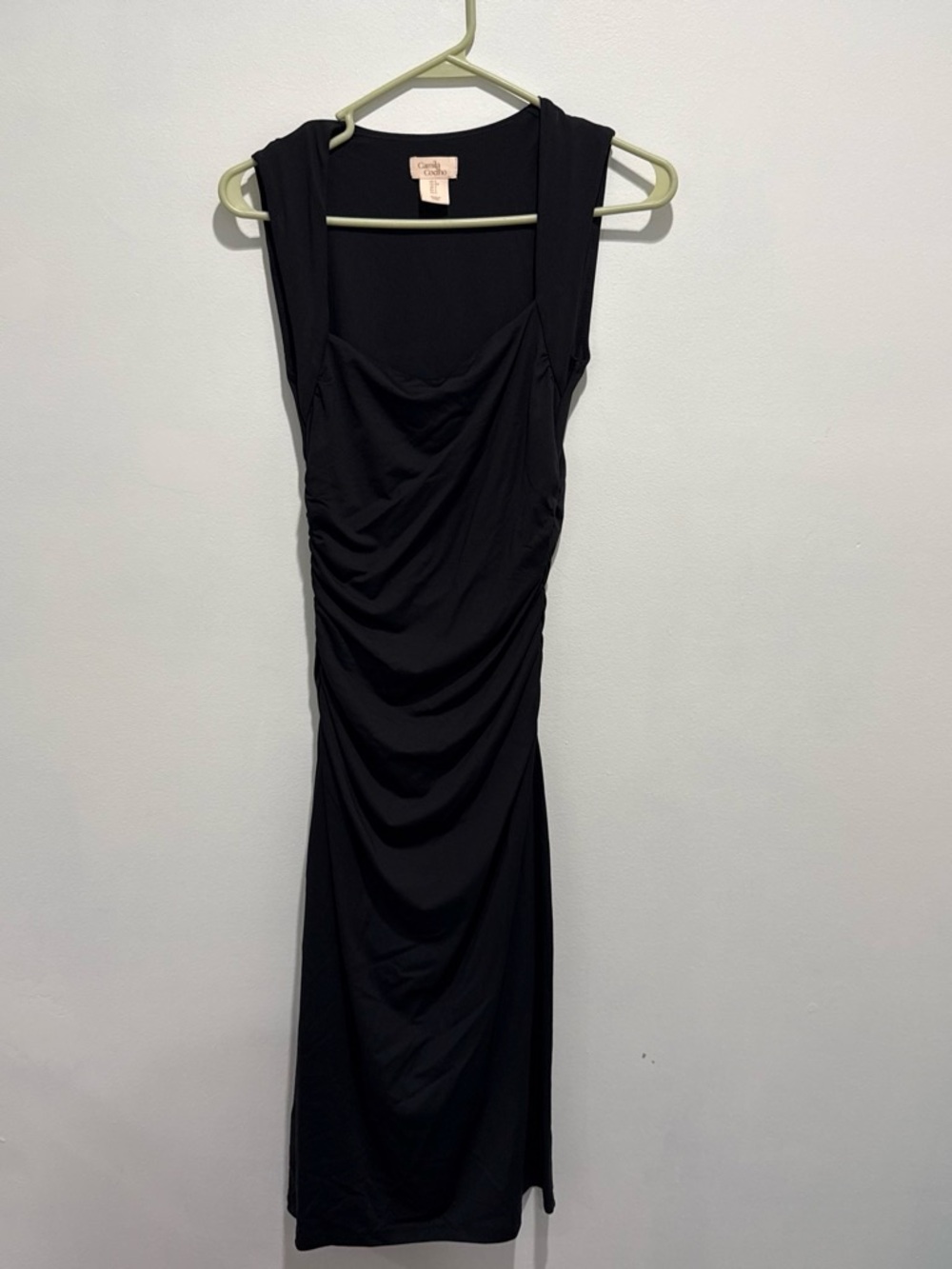 Camila Coelho Black Ruched Midi Dress